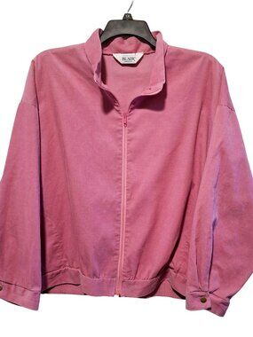 Vtg Blair Womens 1X Pink Corduroy Jacket With Full Zip  Button Cuffs Made In USA